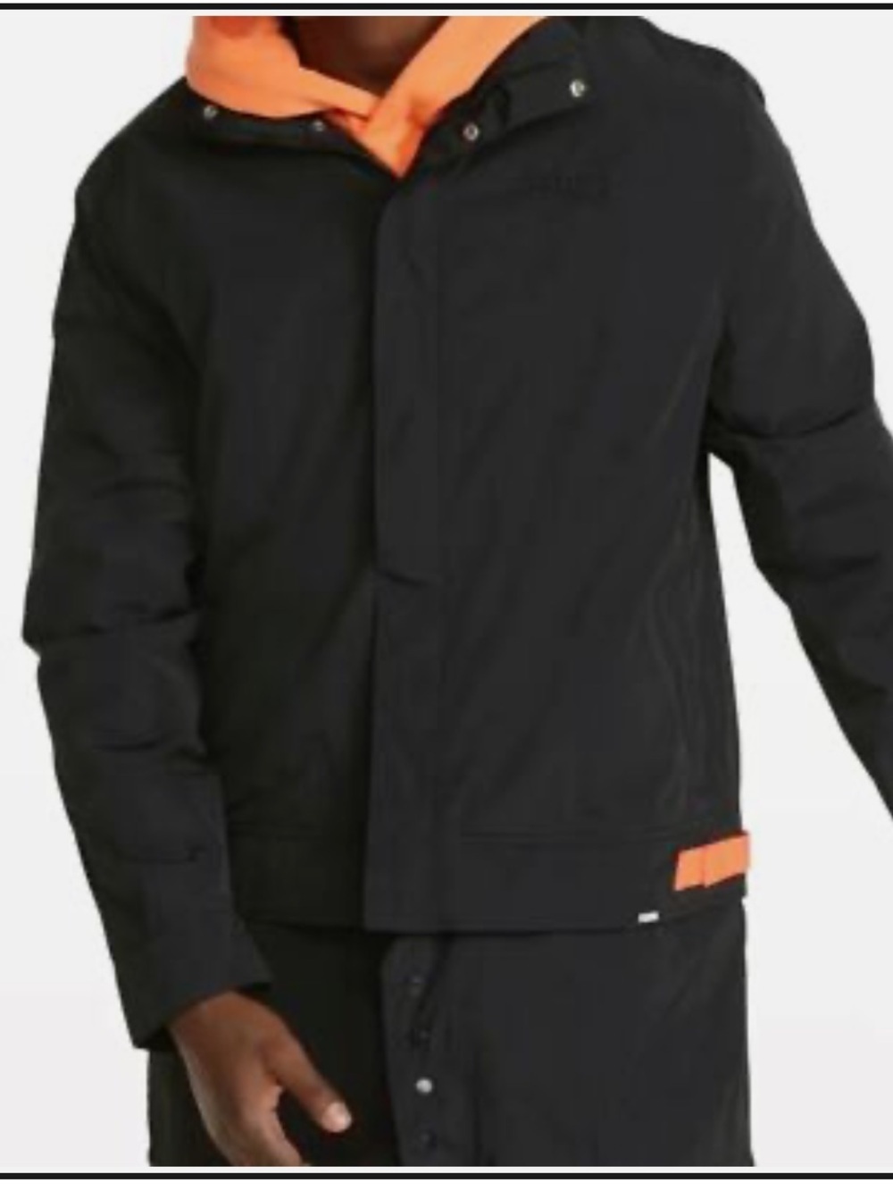 Puma Top of the Key Black Basketball Jacket with Orange Hood & Hem Accents